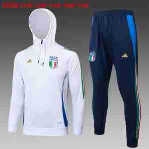 Sudadera Con Capucha Ninos Italia 2024 2025 Blanco