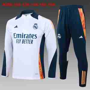 Sudadera De Training Ninos Real Madrid 2024 2025 Blanco Azul