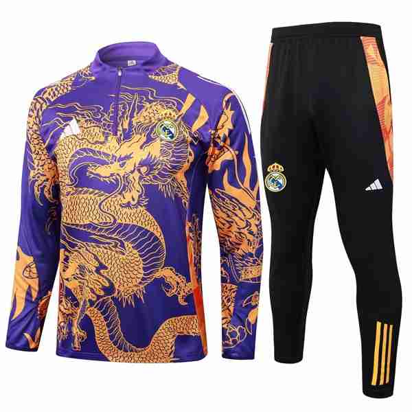 Sudadera De Training Real Madrid 2024-2025 Purpura Amarillo 3