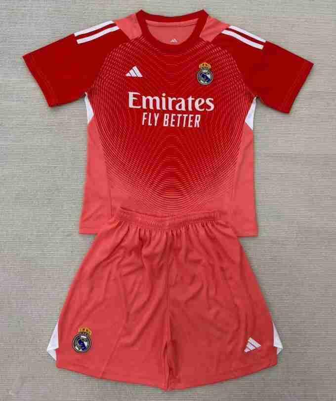 Equipacion Real Madrid Conjunto Niños Portero 2025 2026 Rojo
