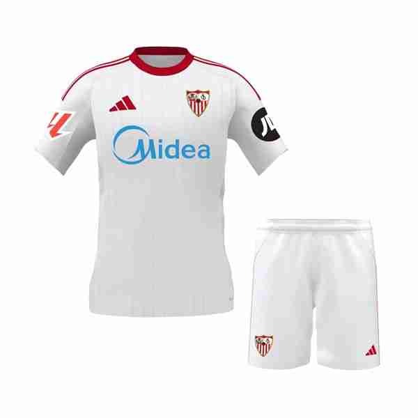 Camiseta Sevilla 1ª Niño 2025-2026 Equipacion Sevilla Conjunto Niños Primera 2025 2026