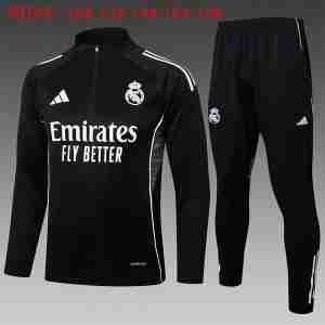 Sudadera Entrenamiento Niños Real Madrid 2025 2026 Negro Blanco