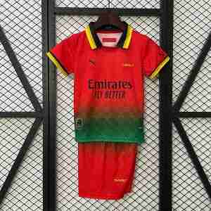 Equipacion AC Milan Conjunto Niño Off White 2025 2026 Rojo