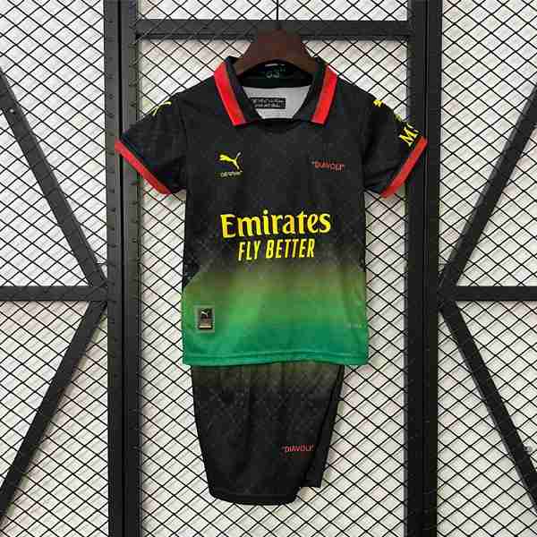 Camiseta AC Milan Co-Branded Edition Niño 2025-2026 Verde Equipacion AC Milan Conjunto Niño Off White 2025 2026 Verde