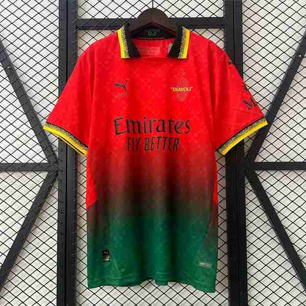 Tailandia Camiseta AC Milan Co-Branded Edition 2025-2026 Rojo Tailandia Equipacion AC Milan Off White 2025 2026 Rojo